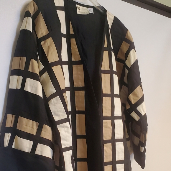 Vintage 90s Yak Magik Colorblock Cotton Quilted Oversized Kimono Jacket Large - Picture 3 of 7